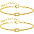 J.Fée 2 Artikel Armband Damen Silber 925, 14K Knoten Armband Gold, Partner Ar...