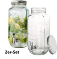 NEU 2er Set Getränkespender Glas Zapfhahn für Garten Party Geburtstag Grillen