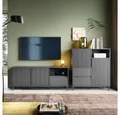 Lomadox Wohnwand AMELIA-129, (2-St., Highboard Lowboard), Lowboard Highboard Anthrazit Grau Rillen