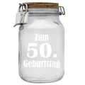 Spardose Geld Geschenk 50. Geburtstag Transparent Größe XL 2 Liter