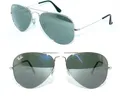 Ray Ban SONNENBRILLE SILBER VERSPIEGELT GRÜN RB 3025 AVIATOR W3275 55 W3277 ETUI