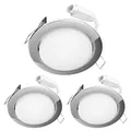 ledscom.de LED Decken-Einbaustrahler RUBA chrom GX18,315W je 560lm weiß rund flach 107mm Ø Lochkreis ca. 83-100mm Ø 3er Set