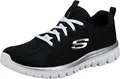 Skechers Damen Graceful Get Connected Sneakers, Black Mesh White Trim, 37.5 EU