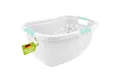 homesti Wäschekorb ergonomischer Wäschekorb weiß/aquamarin 50 L mit Soft-Touch-Griffen, an den Körper angepasste Nierenform