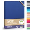 leevitex® Premium Spannbettlaken 90x200-100x220 cm - 40 cm Steg - auch für Boxspringbett & Wasserbett | 100% Mako-Jersey-Baumwolle | ÖKO-TEX | 170g/m² | Royalblau/Königsblau
