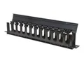 Intellinet Kabelmanagement für 19"-Schränke, 19"-Kabelführung, 1 HE, mit Abdeckung, schwarz - Rack-Kabelführungsplatte mit Abdeckung - Schwarz, RAL 9005 - 1U - 48.3 cm (19")