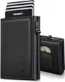 TENBST Geldbörse Herren - Portmonee Herren mit Münzfach & RFID Schutz, 8 Fächer für Kreditkarten, Kartenetui, Slim Wallet Geldbeutel, Geschenke zum Vatertag - Schwarz