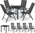 Juskys Aluminium Gartengarnitur Milano Gartenmöbel Set mit Tisch und 4 Stühlen Dunkel-Grau mit schwarzer Kunstfaser Alu Sitzgruppe Balkonmöbel