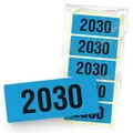 itenga 50x Jahresetiketten Ordner Inhaltsschild Jahreszahl I Aufkleber für Akten selbstklebend aus Haftpapier Rechteckig 6x2,5cm (Kalenderjahr 2030 blau)