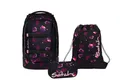 Satch Schulranzen Schulrucksack-Set PACK Mystic Nights 3-teilig (3-teilig), ergonomisch, Your-Size-System: auf Körpergröße anpassbar