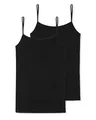 Schiesser Damen Spaghetti-Top | Organic Cotton | 2er Pack | 174388 (40, schwarz)