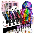 Haarkreide für Mädchen Set I 20 auswaschbare Farben & 10 Haargummis I Geschen...