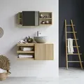 Waschbeckenschrank aus Teakholz 90 Typo