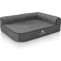 Knuffelwuff Eck Hundebett Marlie Orthopädisch Velours XL 100 x 70cm Lehne Rechts Grau