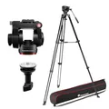 Manfrotto 500X Video‑Kit, Fluidkopf und Alu‑Doppelrohr‑Stativ, 5 Kg Traglast, Flachbasis, Mittelspinne, Schnellwechselplatte, Hoch/Quer, Tasche Inklusive
