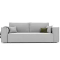 GREKPOL Schlafsofa mit Bettkasten 240x105 - Cord Hellgrau Sofa mit schlaffunktion - Couch mit Schlaffunktion - Sofa 3 Sitzer - Wohnzimmer Couch - Schlafcouch