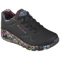 Skechers UNO-LOVING LOVE Wedgesneaker Freizeitschuh, Halbschuh, Schnürschuh mit coolem Graffiti-Print bunt|schwarz 41 EU