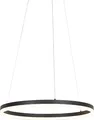 Qazqa Büro Esstisch led Modern Pendelleuchte, Pendellampe - Anello - Schwarz, Rund, 2700K, warmweiß, dimmbar, 60cm, Ideal als Esszimmerlampe, Bürolampe und Wohnzimmerlampe