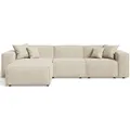 Graingold Ecksofa, Beige, Textil, Kiefer, 3-Sitzer, L-Form, Ottomane links,L-Form, 265x180 cm, Oeko-Tex®, Reach, Hergestellt in Europa, Handmade in Europe, Hergestellt in Europa, Made in EU, Real Wood, Wohnzimmer, Sofas & Couches, Wohnlandschaften, Ecksofas