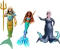 Mattel HND28 - Disney The Little Mermaid - Ariel die Meerjungfrau, König Triton mit Ariel und Ursula Spielfiguren, ca. 30 cm