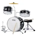 VEVOR Schlagzeugset, 3-teilig, Drum-Set mit verstellbarem Thron-Becken-Pedal, zwei Paar Drumsticks, ca. 20 cm Tom Drum, ca. 25 cm Snare Drum, ca. 36 cm Bass Drum, Schlagzeugset für Kinder, schwarz