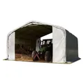 Weideunterstand 6x6 m PVC Plane 850N wetterfester Unterstand grau für Erduntergrund