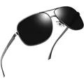 Joopin Sonnenbrille Herren Polarisiert Klassisches Design Sonnenbrille Damen Groß Fahrerbrille UV400 und Cool Polarized Sunglasses Men Women for Driving mit Metallrahmen (Grau-Schwarz)