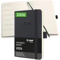 SIGEL C2625 Terminplaner Wochennotiz-Kalender 2026, ca. A6, schwarz, Softcover, 176 Seiten, Gummiband, Stiftschlaufe, Archivtasche, aus nachhaltigem Papier, Kalenderbuch Conceptum