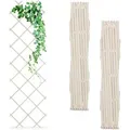 Relaxdays Rankgitter 3er Set Tannenholz Weiß Ausziehbar 180 cm x 60 cm x 1,5 cm