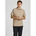 Jack & Jones Poloshirt JJEPAULOS Poloshirt mit klassischem Kragen und figurbetonter Form Logostickerei, modisch, schmal, Baumwolle, Polokragen beige|weiß M (50)