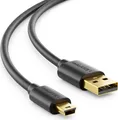 deleyCON 0,5m Mini USB 2.0 High Speed Kabel Kurz - Ladekabel Datenkabel für Handys Smartphones Tablets Navis Mikrofon - USB A-Stecker zu Mini B-Stecker - Schwarz