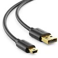 deleyCON 0,5m Mini USB 2.0 High Speed Kabel Kurz - Ladekabel Datenkabel für Handys Smartphones Tablets Navis Mikrofon - USB A-Stecker zu Mini B-Stecker - Schwarz