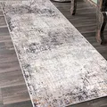 Mazovia Teppich Läufer Flur - Modern Teppichläufer – Kurzflor, Weich - für Vorzimmer Eingangsbereich Schlafzimmer Küche Korridor - Abstrakt Muster - 80 cm Breite Grau Beige 3 80 x 225 cm