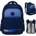 Peterson | Marineblauer City-Rucksack, mit zwei Fächern und Außentaschen - Hellblau/Dunkelblau
