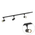 Qazqa Modern Schienensystem Lampen Komplettset, Schienenbeleuchtung, Deckenstrahler, Deckenspot - Iconic Jeana - Schwarz, 3-flammig, 100cm, Ideal als Küche lampe und