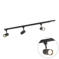 Qazqa Schienensystem-Sets Jeana, ohne Leuchtmittel, GU10, Schwarz, Modern, Stahl, Deckenstrahler 3-flammig