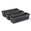 Plastard Blumenkasten Milano 3er Set 60 cm lang Farbe Anthrazit mit Wasserspeicher und Wasserstandsanzeige Pflanzkasten für Garten und Balkon witterungsbeständig für Innen und Außen