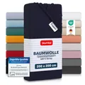 Blumtal® Basics Spannbettlaken Topper 200x200cm Jersey - Bettlaken 200x200cm aus 100% Baumwolle - Oeko-TEX zertifiziertes Spannbettlaken 200x200 Topper - Topper Bettlaken - Dark Ocean Blue - Blau