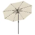 SONGMICS Sonnenschirm 300 cm mit LED-Solar-Beleuchtung, 32 LED-Lämpchen, UV-Schutz UPF 50+, beidseitig um 30° knickbar, für Garten, Terrasse, Pool, Balkon, ohne Ständer, beige GPU033M01