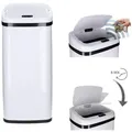Automatischer Mülleimer mit Sensor 40 Liter - rostfreier Abfalleimer mit Bewegungssensor und Klemmring für Müllbeutel - automatisches Öffnen/Sc... - Weiß