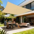 LOVE STORY Sonnensegel 2x3m Wasserdicht Rechteckig Segeltuch Sonnenschutz Windschutz PES mit 95% UV-Schutz für Balkon, Garten, Terrasse (Sandbeige)