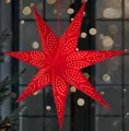 BRUBAKER 60 cm Papier Weihnachtsstern zum Aufhängen - LED Adventsstern für Weihnachtsdeko und Fenster - 3D Papierstern mit Timer-Funktion - Hängender Leuchtstern - Rot