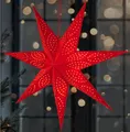 BRUBAKER LED Stern 60 cm Papier Weihnachtsstern zum Aufhängen - LED Adventsstern, Hängender Leuchtstern - Beleuchtbar mit Batterie, LED fest integriert, Warmweiß, Weihnachtsdeko für Fenster - 3D Papierstern mit Timer-Funktion