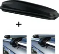 Skibox JUEASY300 300Ltr schwarz + Relingträger VDP L120 kompatibel mit für Mercedes C-Klasse T-Modell S204 07-14