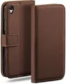 moex Handyhülle für Sony Xperia Z3 Hülle Klappbar Book Case Dunkelbraun 5,2 Zoll, Klapphülle Kartenfach Flip Cover Handytasche Leder Optik Schutzhülle