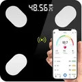 Körperfettwaage mit App LCD Digitale Personenwaage Smart Bluetooth Körperwaage für iOS & Android Digital Körperanalysewaage Waage BMI Schwarz R...