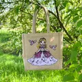 Domelo Kinder Handtasche Mädchen Jute Tasche kleine Schultertasche Prinzessin