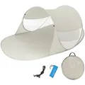 Tectake Pop Up Strandmuschel Angelika Selbstaufbauend Mit Fiberglasgestänge Gute Belüftung  245 x 145 x 95 cm Grau