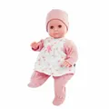 Schildkröt Schlummerle Puppe im rosa Strickoverall mit Blumenkleid