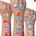 Ocean Glitzer Tattoo Set Kinder, 12 Blätter Ozean Temporäre Glitzer Tattoo K
